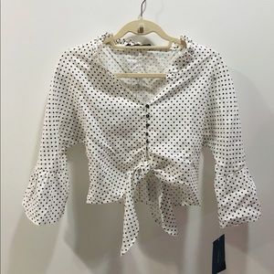 Black and white polka dot crop top